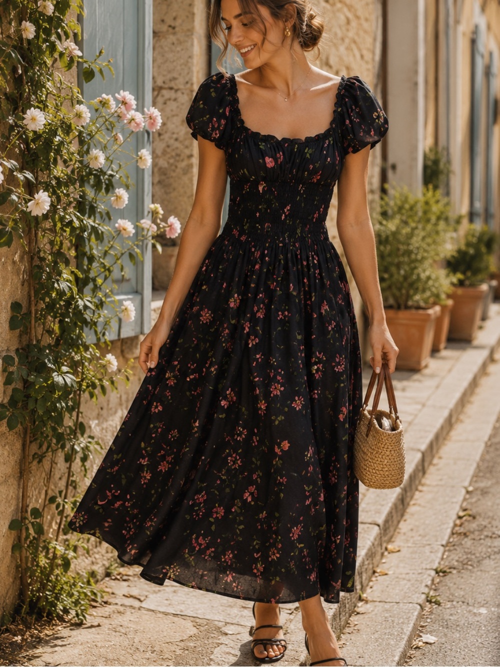 ✨NEW✨ Reformation Riva Shirred Midi
Dress in Domani Floral